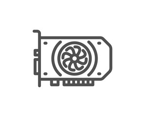 Gpu graphic card line icon. Computer component hardware sign. Quality design flat app element. Editable stroke Gpu icon. Vector