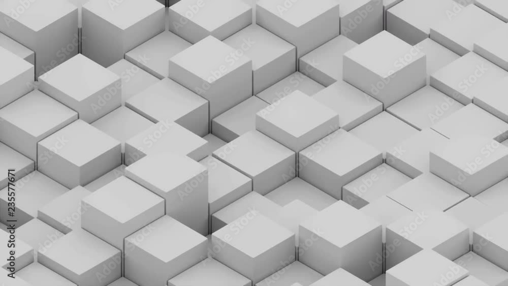 Aufkleber many abstract isometric cubes, modern computer generated 3d rendering background