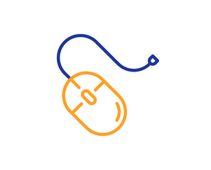 Mouse line icon. Computer component device sign. Colorful outline concept. Blue and orange thin line color Computer mouse icon. Vector