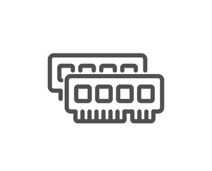 Ram line icon. Computer random-access memory component sign. Quality design flat app element. Editable stroke Ram icon. Vector