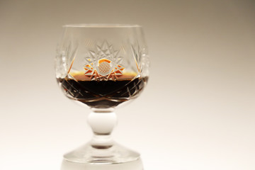 crystal glass of cognac burbon rum
