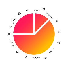 Pie chart graph sign icon. Diagram button. Colorful geometric shapes. Gradient pie chart icon design.  Vector