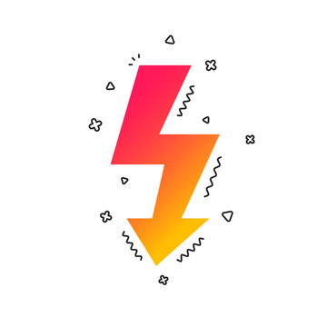 Photo flash sign icon. Lightning symbol. Colorful geometric shapes. Gradient photo icon design.  Vector