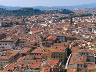 Scenic view of the red tile roofs of Florence, Italy