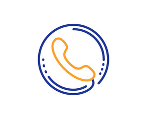 Call center service line icon. Phone support sign. Feedback symbol. Colorful outline concept. Blue and orange thin line color Call center icon. Vector