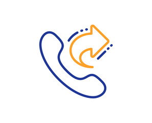 Call center service line icon. Share phone call sign. Feedback symbol. Colorful outline concept. Blue and orange thin line color Share call icon. Vector