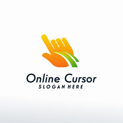 Online Cursor logo designs vector, Cursor with swoosh logo designs template