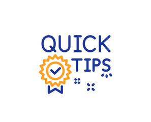 Quick tips line icon. Helpful tricks sign. Tutorials with award medal symbol. Colorful outline concept. Blue and orange thin line color icon. Quick tips Vector