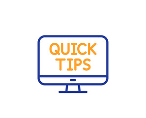 Quick tips line icon. Helpful tricks sign. Web tutorials symbol. Colorful outline concept. Blue and orange thin line color icon. Web tutorials Vector