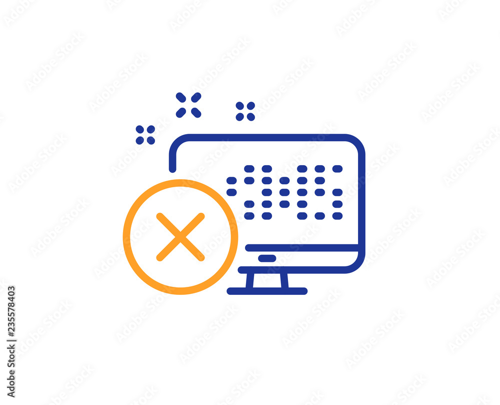 Poster reject web access line icon. decline monitor sign. delete device. colorful outline concept. blue and