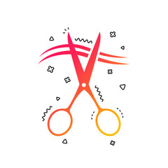 Scissors cut hair sign icon. Hairdresser or barbershop symbol. Colorful geometric shapes. Gradient scissors icon design.  Vector