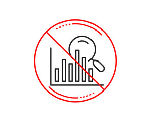 No or stop sign. Search line icon. Audit analysis sign. Magnify glass. Caution prohibited ban stop symbol. No  icon design.  Vector