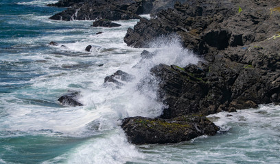 Waves crashing in high surf on the N. California coast