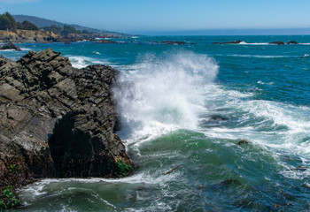 Waves crashing in high surf on the N. California coast
