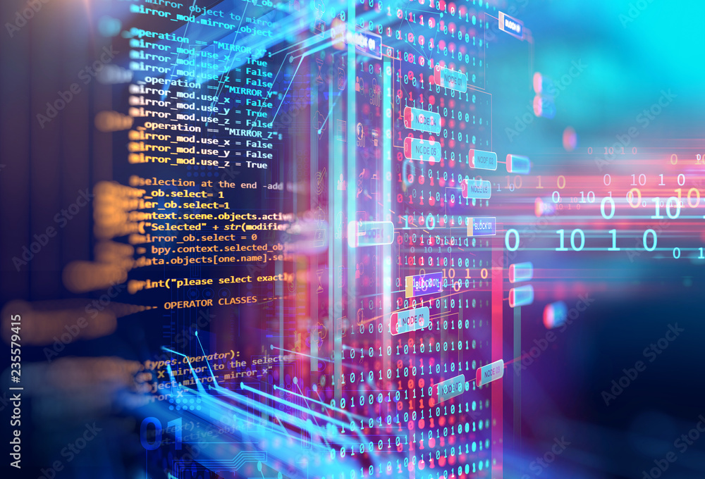Poster programming code abstract technology background