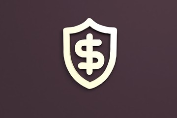 3D illustration of Monetary, yellow color with brown background.