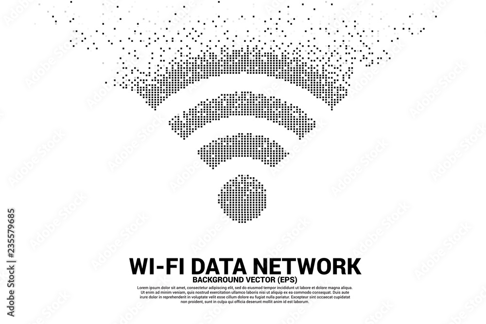 Aufkleber Vector Polygon wi-fi mobile data network icon from pixel. Concept for data transfer of mobile and wi-fi data network.