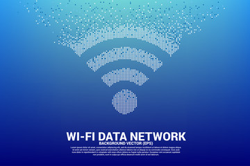 PrintVector Polygon wi-fi mobile data network icon from pixel. Concept for data transfer of mobile and wi-fi data network.