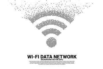 Vector Polygon wi-fi mobile data network icon from pixel. Concept for data transfer of mobile and wi-fi data network.