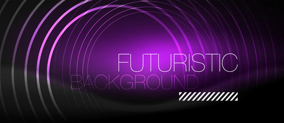 Dark abstract background with glowing neon circles