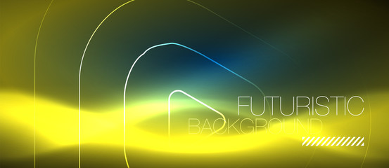 Neon glowing techno lines, hi-tech futuristic abstract background template with geometric shapes