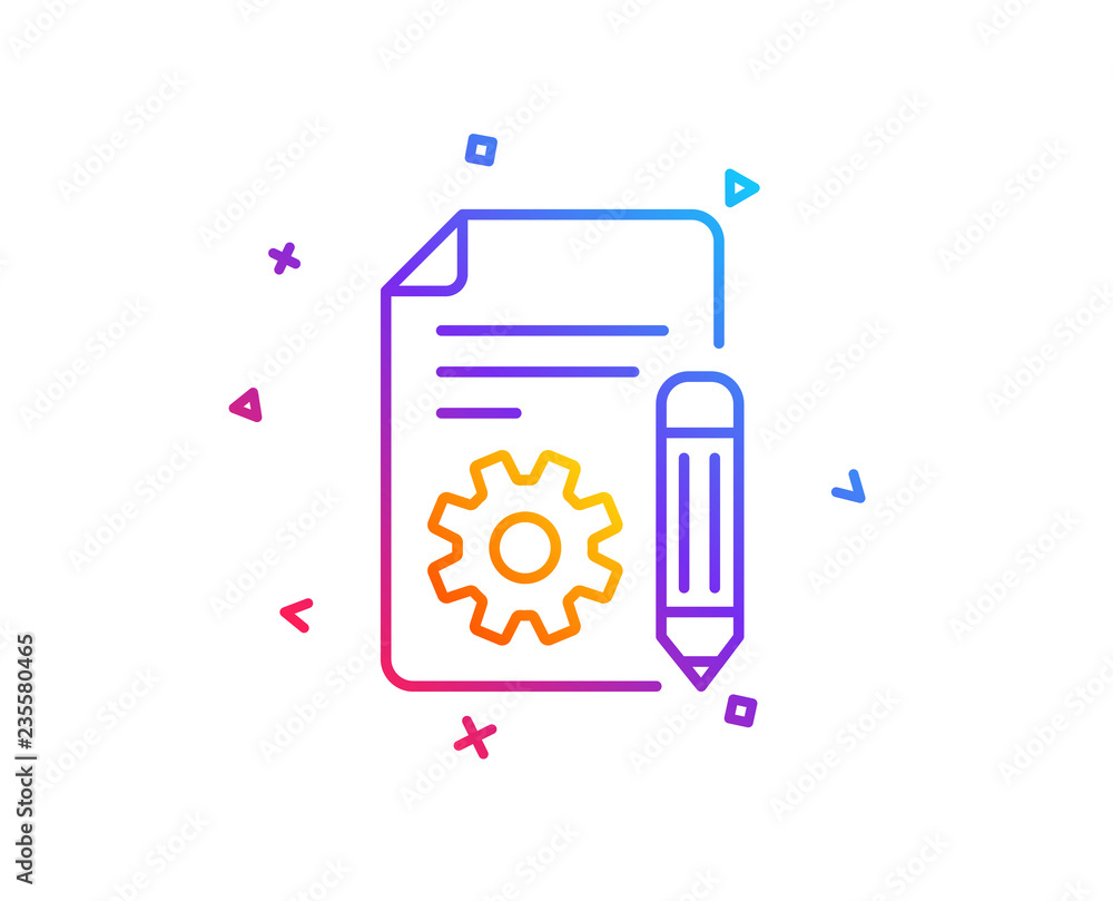 Poster documentation line icon. technical instruction sign. gradient line button. documentation icon design