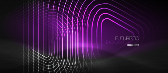 Dark black abstract background with neon colors and lines