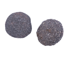 Fototapeta premium Set of concretion stones from southwest Kansas, USA. Kansas Pop Rocks isolated on white background. Contains a male (crystallized) and female (smooth) stone. 