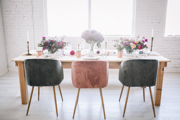 Table with velvet chairs