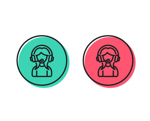 User Support line icon. Female Profile sign. Woman Person silhouette symbol. Positive and negative circle buttons concept. Good or bad symbols. Support Vector