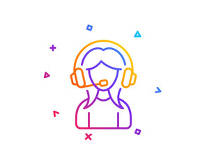User Support line icon. Female Profile sign. Woman Person silhouette symbol. Gradient line button. Support icon design. Colorful geometric shapes. Vector