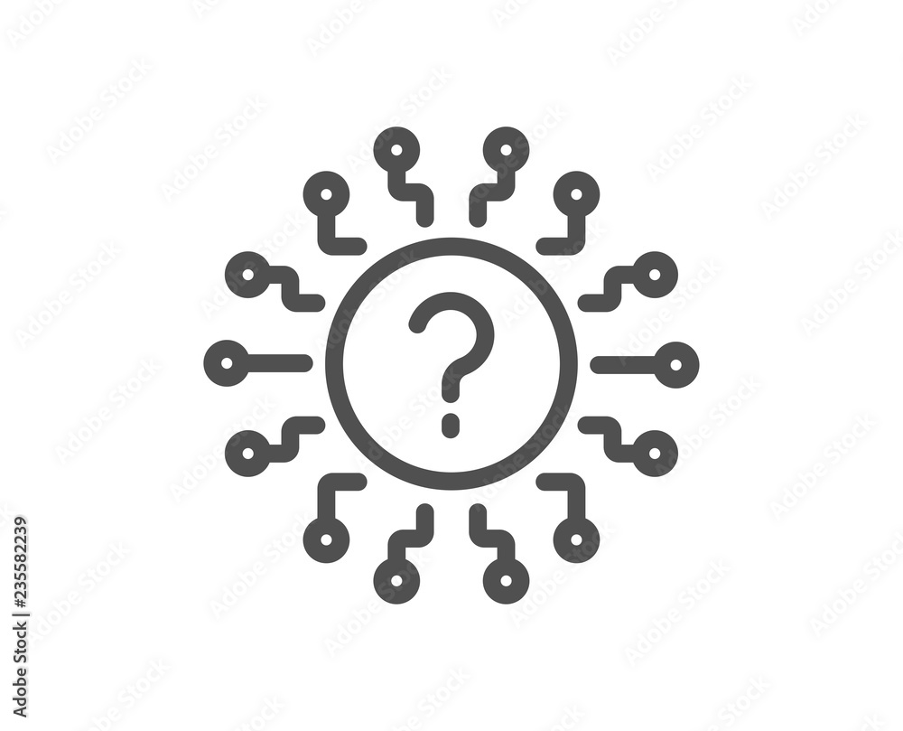 Poster question mark line icon. quiz chat bubble sign. faq system. quality design flat app element. editabl