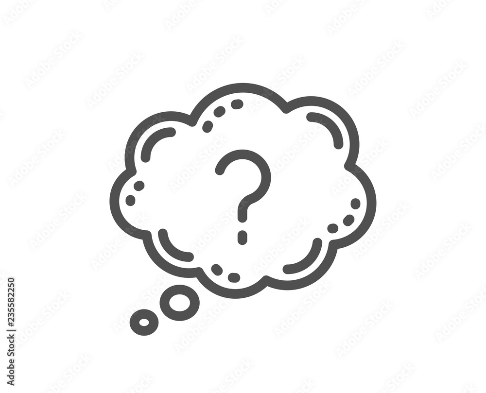 Poster question mark line icon. quiz chat bubble sign. quality design flat app element. editable stroke que