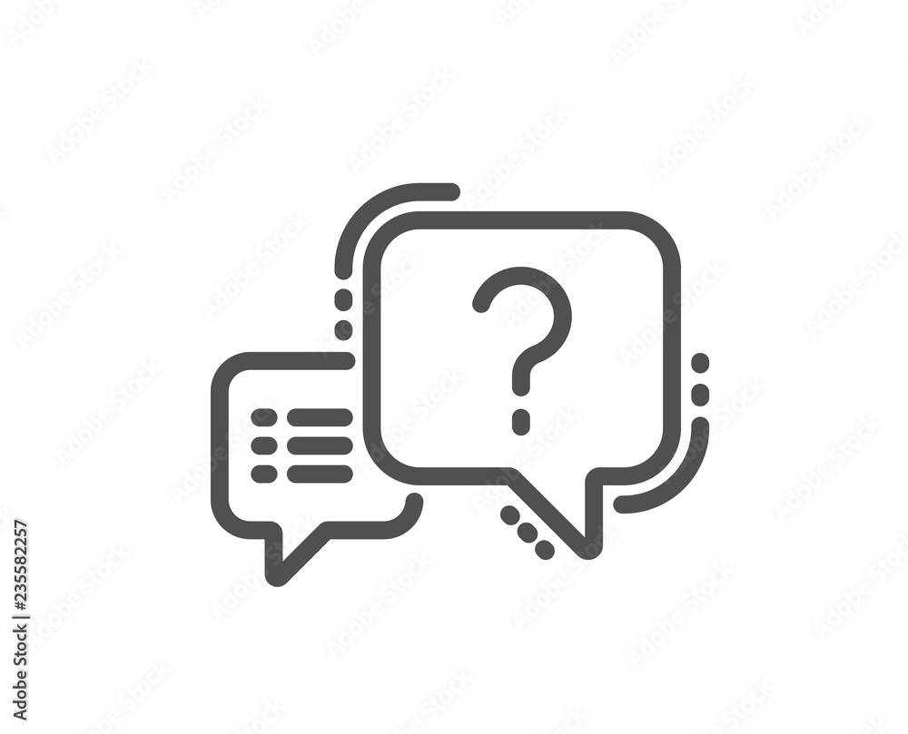 Poster question mark line icon. quiz chat bubble sign. quality design flat app element. editable stroke que