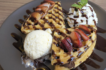 Waffles and ice cream