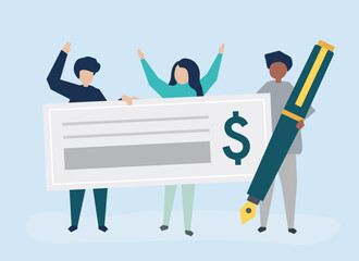 People with a cheque and a pen