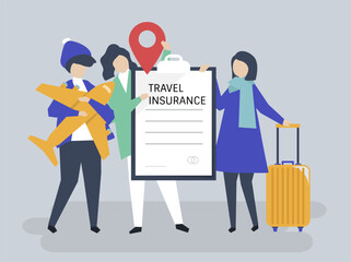 Travelers with travel insurance policy