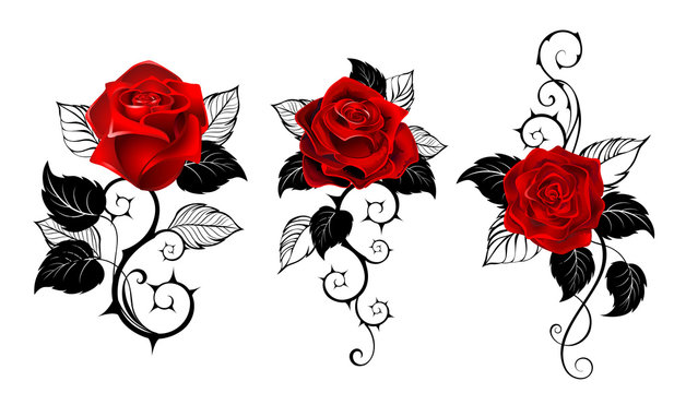 Naklejka Three red roses for tattoo
