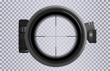 Sniper scope crosshairs in realistic style. Optical sight for your project. GUI element.  Vector gaming template. Military and weapon. 