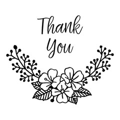 THANK YOU with hand draw flower vector art