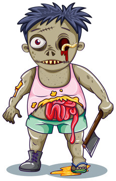 Zombie character on white background