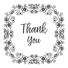Thank you floral ornament hand draw vector illustration