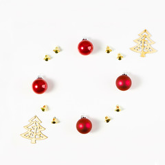 Christmas decorations on white background.