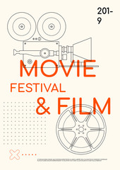 Obraz premium Movie and film poster design template background modern vintage retro style