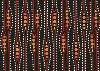 Naklejka na ściany i meble Aboriginal dot art vector seamless background.