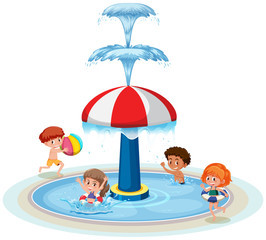 Isolated children at water park