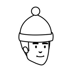 Fototapeta premium young man head with winter hat