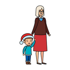 Fototapeta premium grandmother and grandson with december clothes