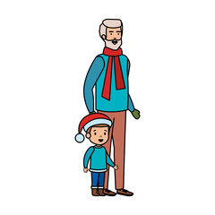 grandfather and grandson with christmas clothes