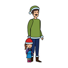 father and daughter with christmas clothes